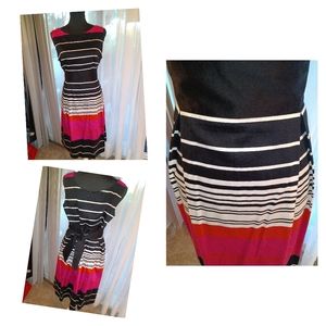 AGB sleeveless color block striped summer cocktail dress